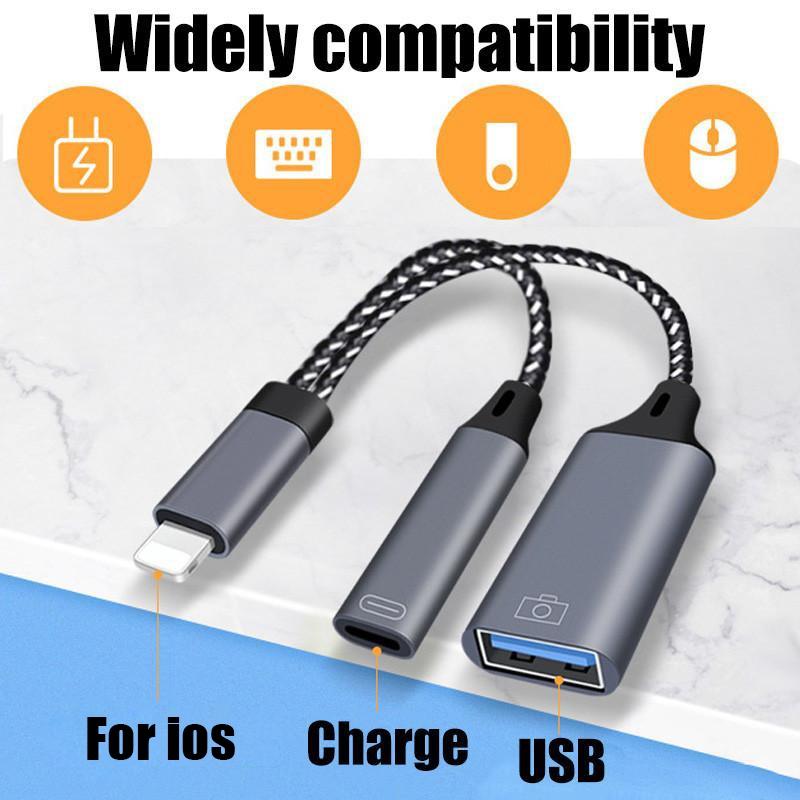 2-in -1 OTG multi-function adapter, suitable for ios and Android, one-in-two interface, multi-function adapter