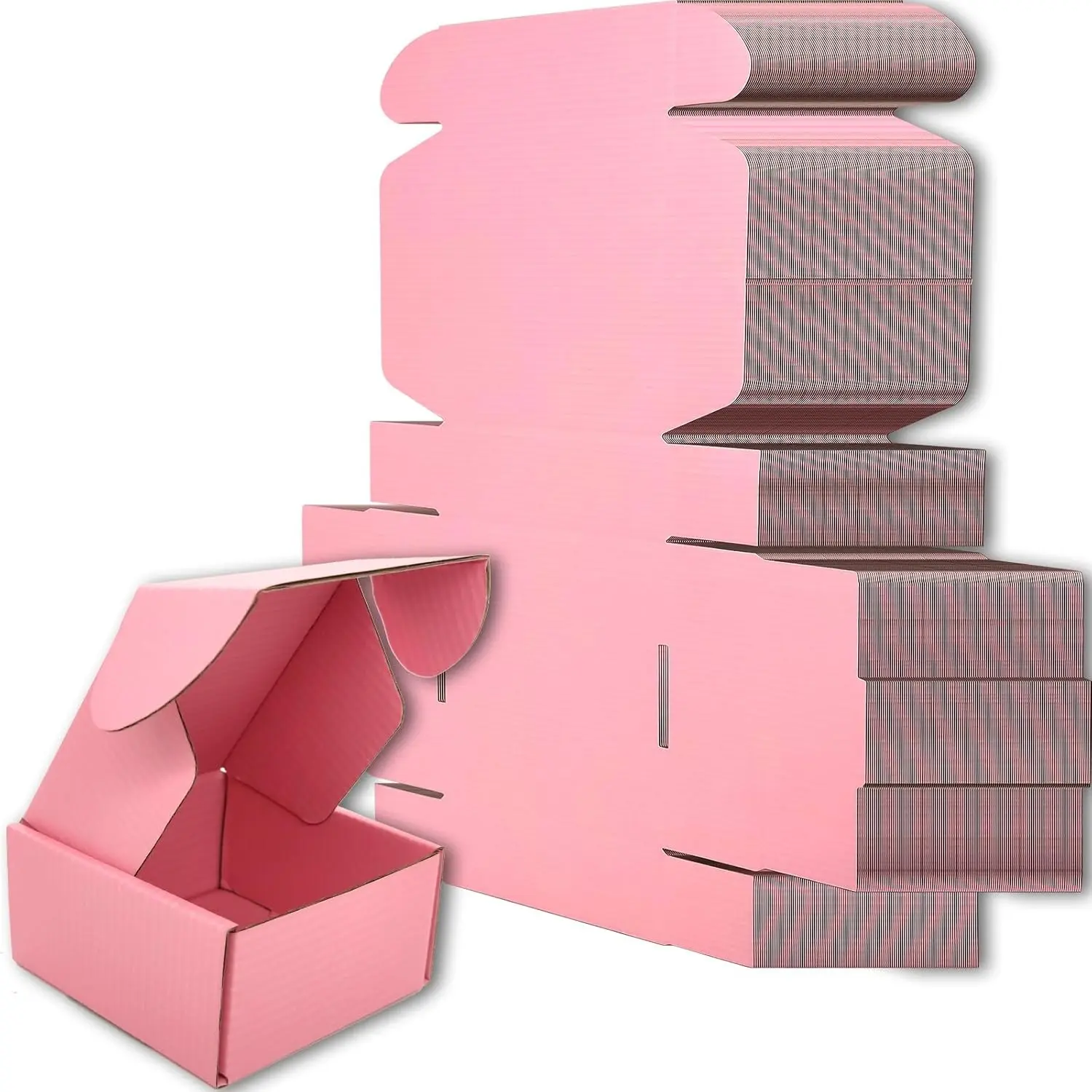 4x4x2 Shipping Boxes Set of 50, Pink Mailer Corrugated Cardboard Box for Packaging, Literature, Packing, Mailing, Storage, Small Business, Moving, Gift, Supplies, Quick Fold, Tab Locking