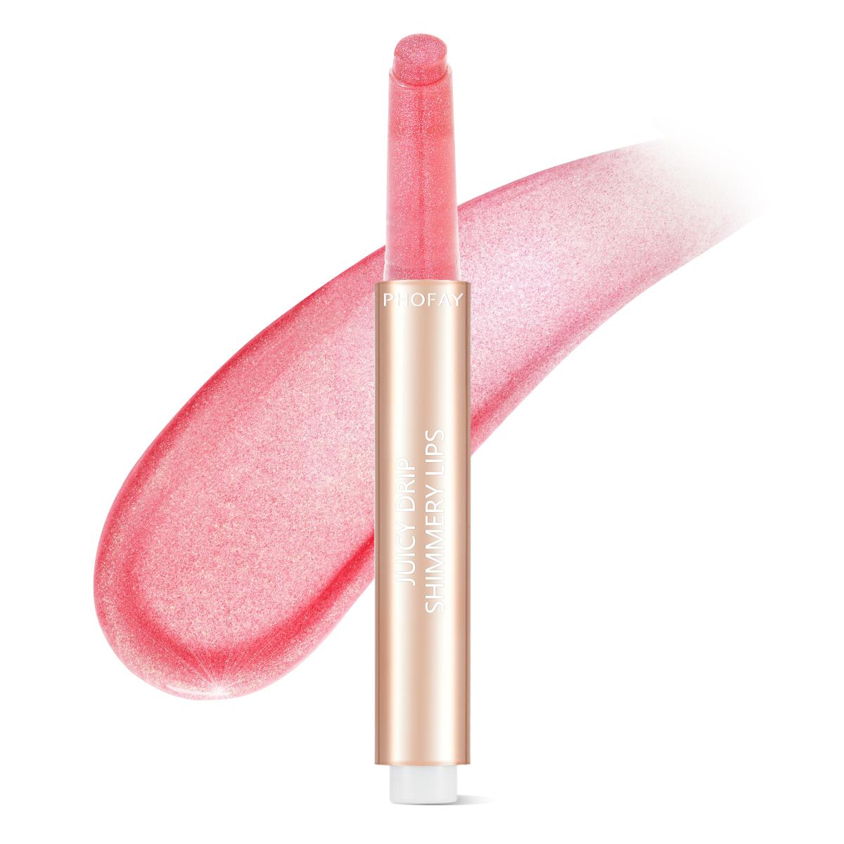 PHOFAY Juicy Lip Plump Lipstick - Instant Volume & High-Shine Mirror Gloss, Lightweight Hydrating Non-Sticky Lip Glaze for Full, Juicy Lips - Long-Wearing