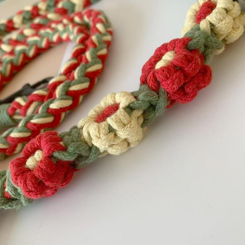 Universal Colorful Dog Leash - Handwoven Cotton Rope Lead for Small Medium Large Dogs - Heavy Duty & Soft Braided Pet Walking Leash - Creative Fashion Accessory for Outdoor Training