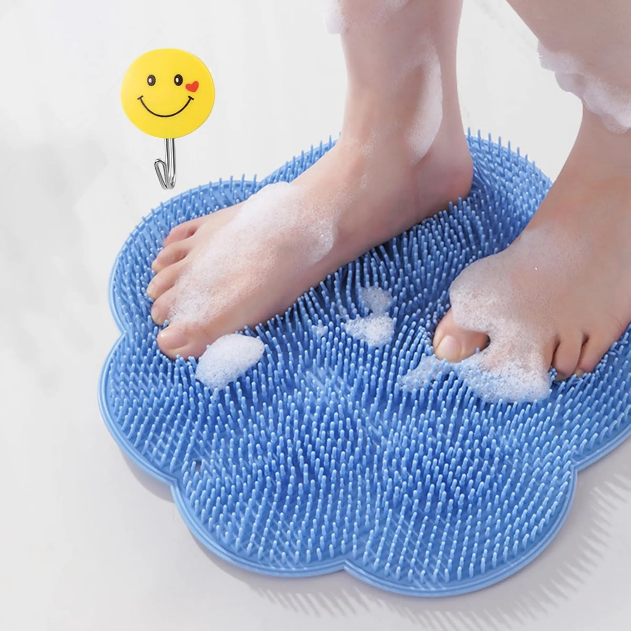 Shower Foot Scrubber Mat with Suction Cups, Silicone Bath Foot & Body Scrubber with Storage Hook, Exfoliating Shower Scrubber, Body Brush for Showering and Bath Massage Tool, Bathroom Supplies, Bathroom Essentials #GLOBAL PICKS