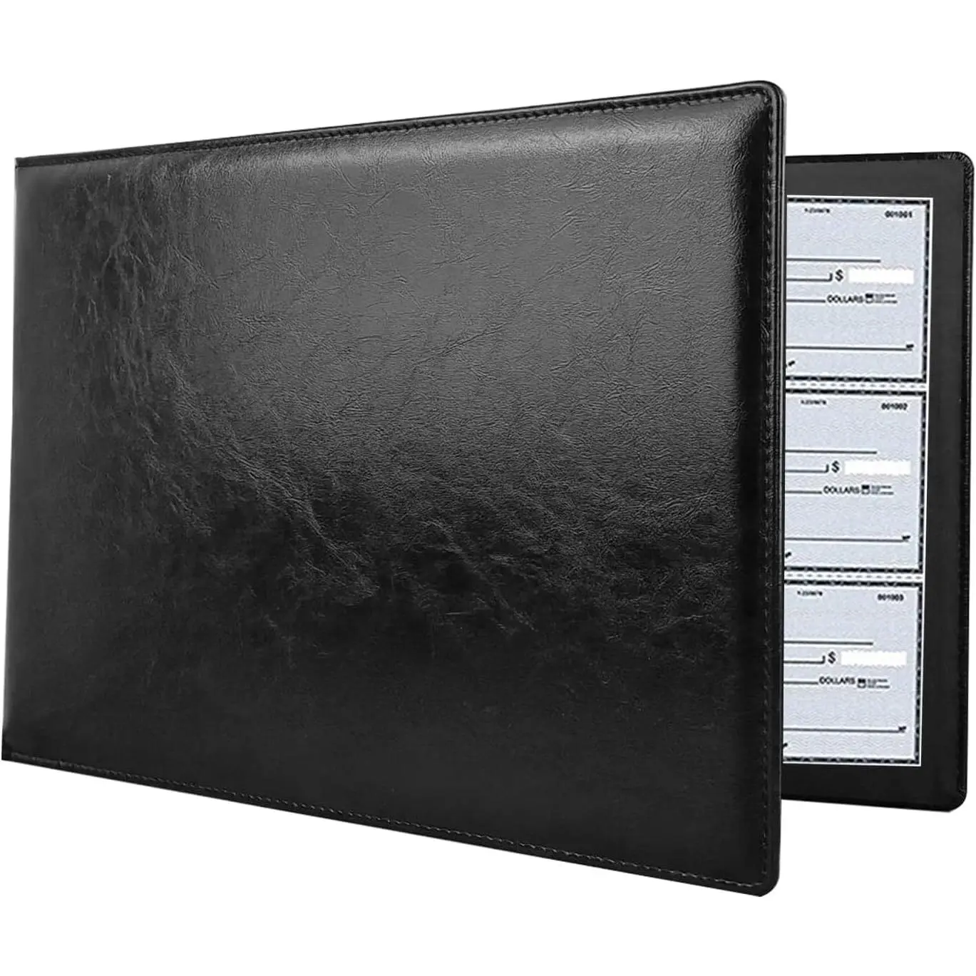 7 Ring Business Checkbook Binder 600 Checks Capacity,PU Leather Cover,9x13 Inch  for Business and Personal Finances(Black)