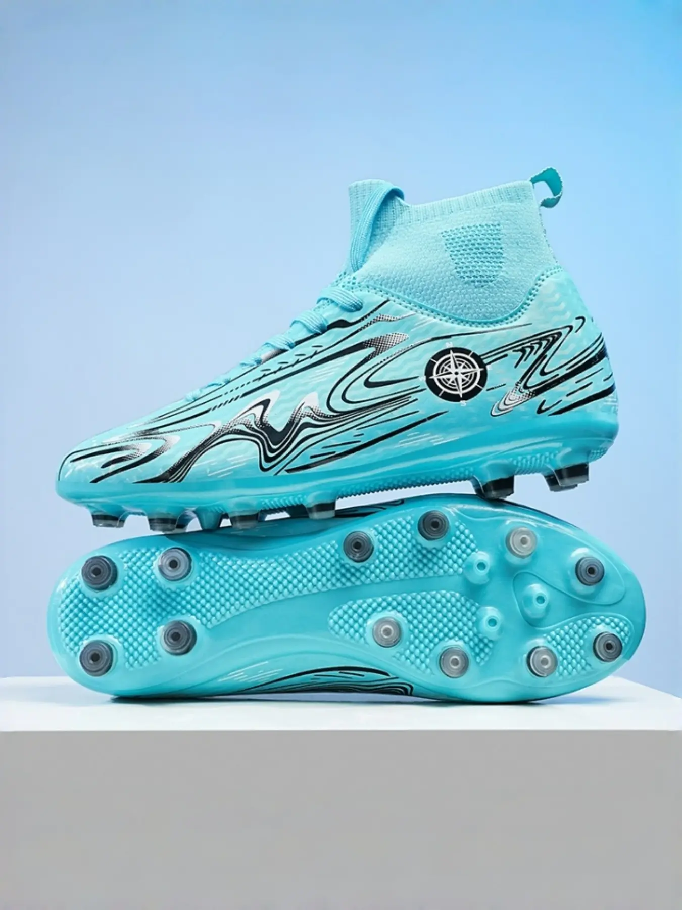 High-Quality High-Top Soccer Shoes, Football Shoes for Men and Women, Anti-Slip Durable Outdoor Grass Cleats, Long Studs, Super Grip and Support, Teenagers and Students