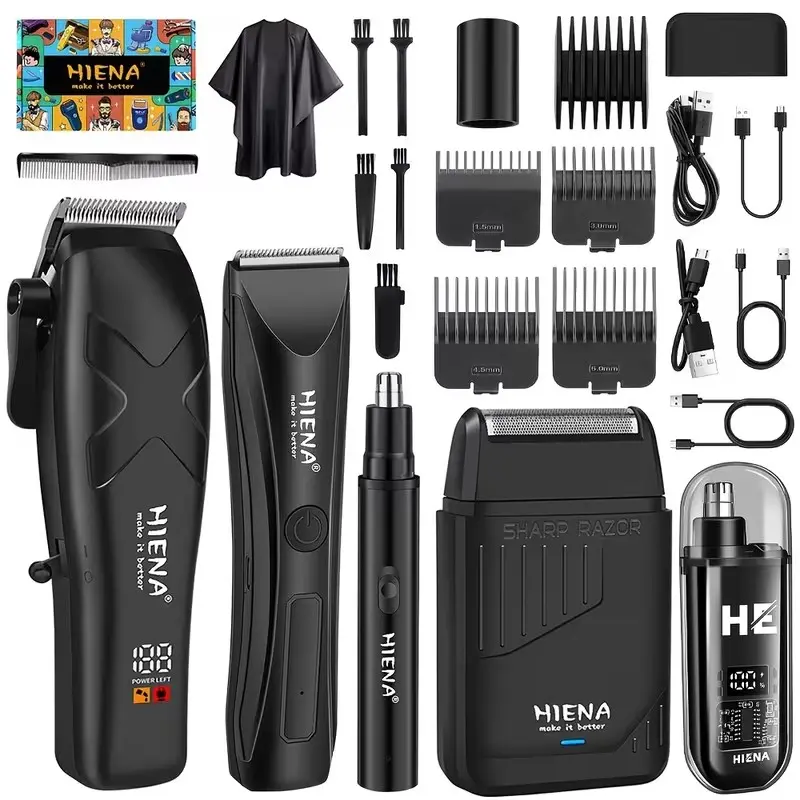 5PCS Men's Electric Shaver Set with USB Charging Port, Rechargeable Beard Trimmer: Hair Trimmer, Nose Hair Trimmer, Electric Intimate Clipper for Men/Women, Electric Beard Sculptor, Men's Gift, Holiday Gift