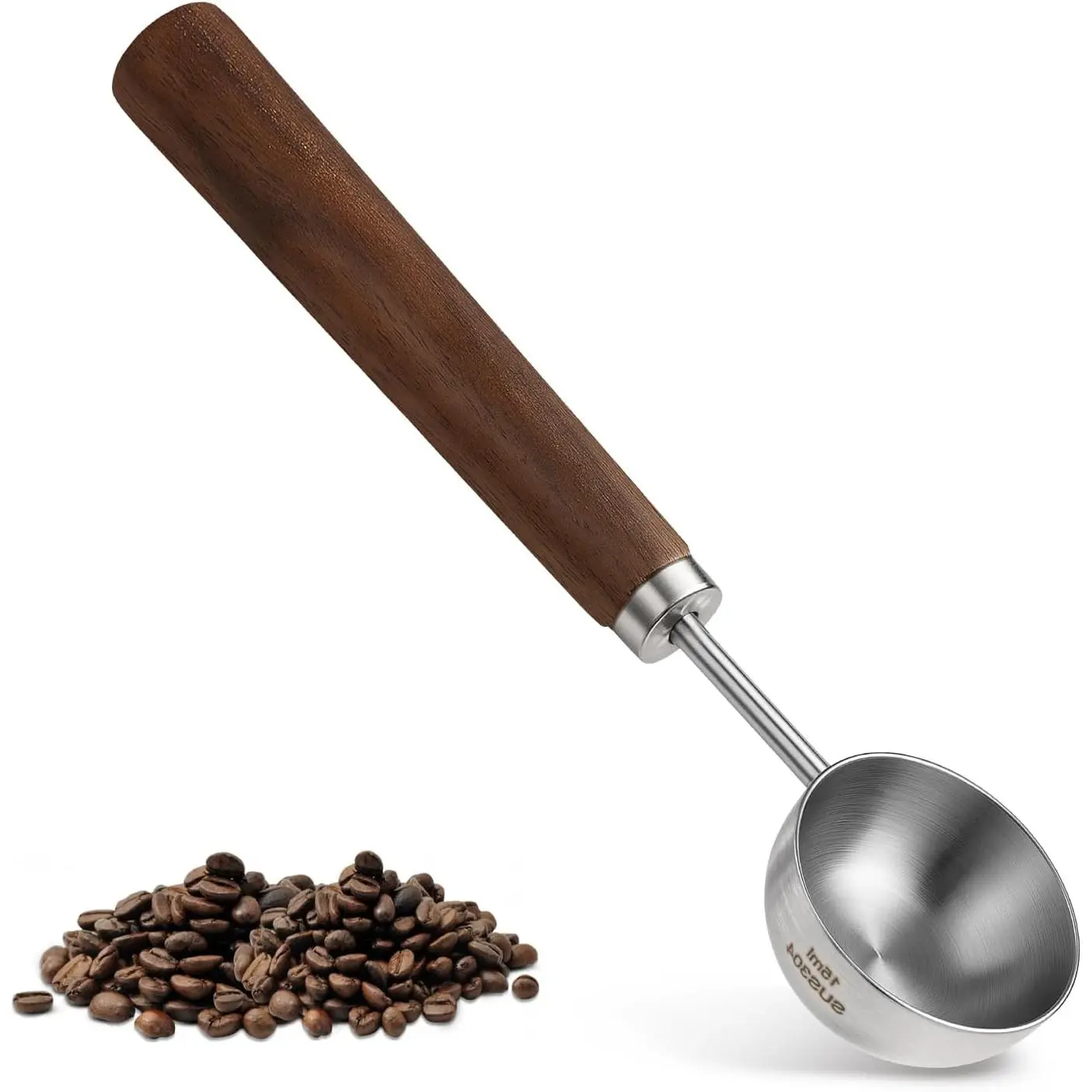 Coffee Measuring Spoon, Stainless Steel Coffee Scoop with Walnut Handle, 1 Tablespoon 15ml for Ground CoffeeBeans, , and