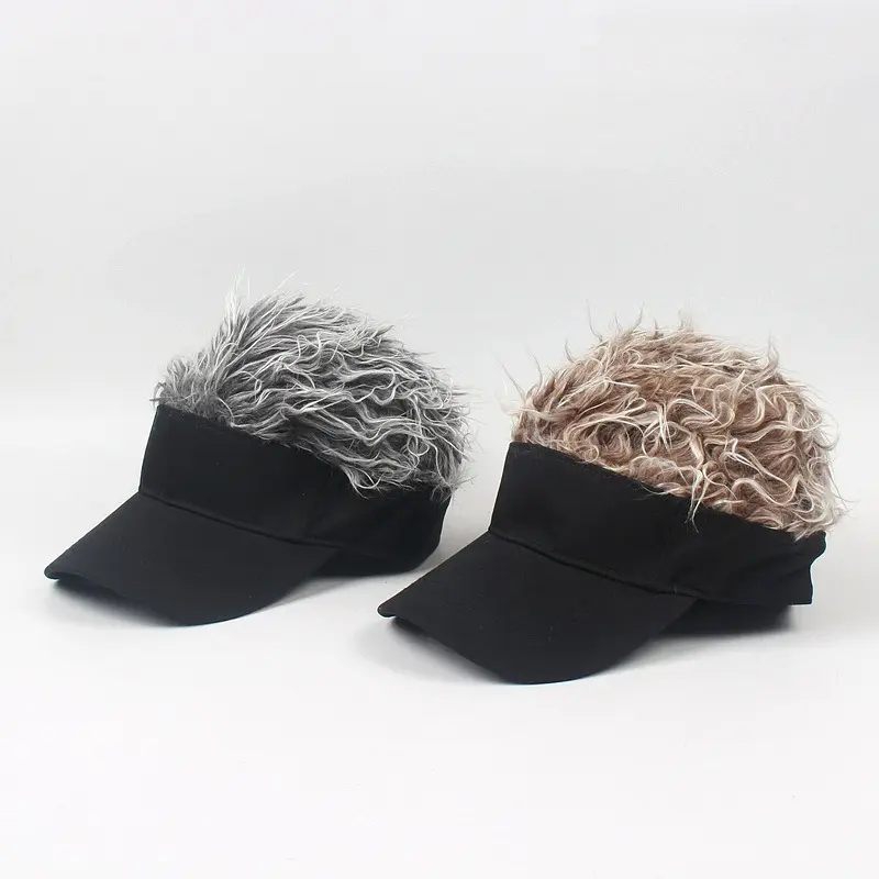 Novelty Fake Hair Visor, a Funny Fabric Cap for Adults and Teens | Funky Unique Accessories for a Funny Look, Unisex Wear for Golf & Parties, Accessories Adults