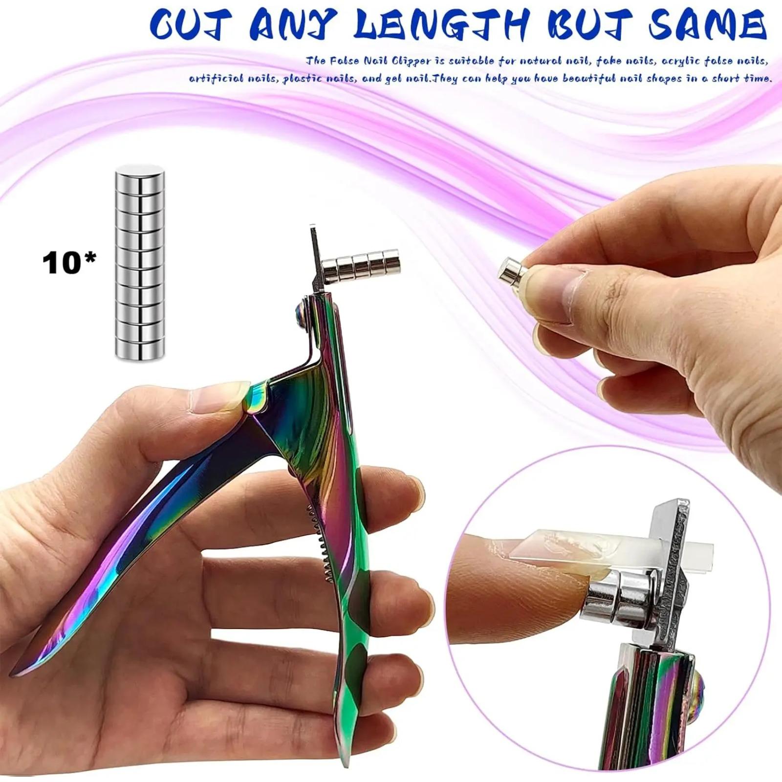 Color-Plated Titanium Straight Nail Clipper, Professional U-Shaped French Nail Cutter, Stainless Steel Nail Trimmer for Acrylic & Nail Extension Tips, Sharp Durable Manicure Tool Perfect for Salon Use, Home DIY Nail Art & Daily Nail Grooming
