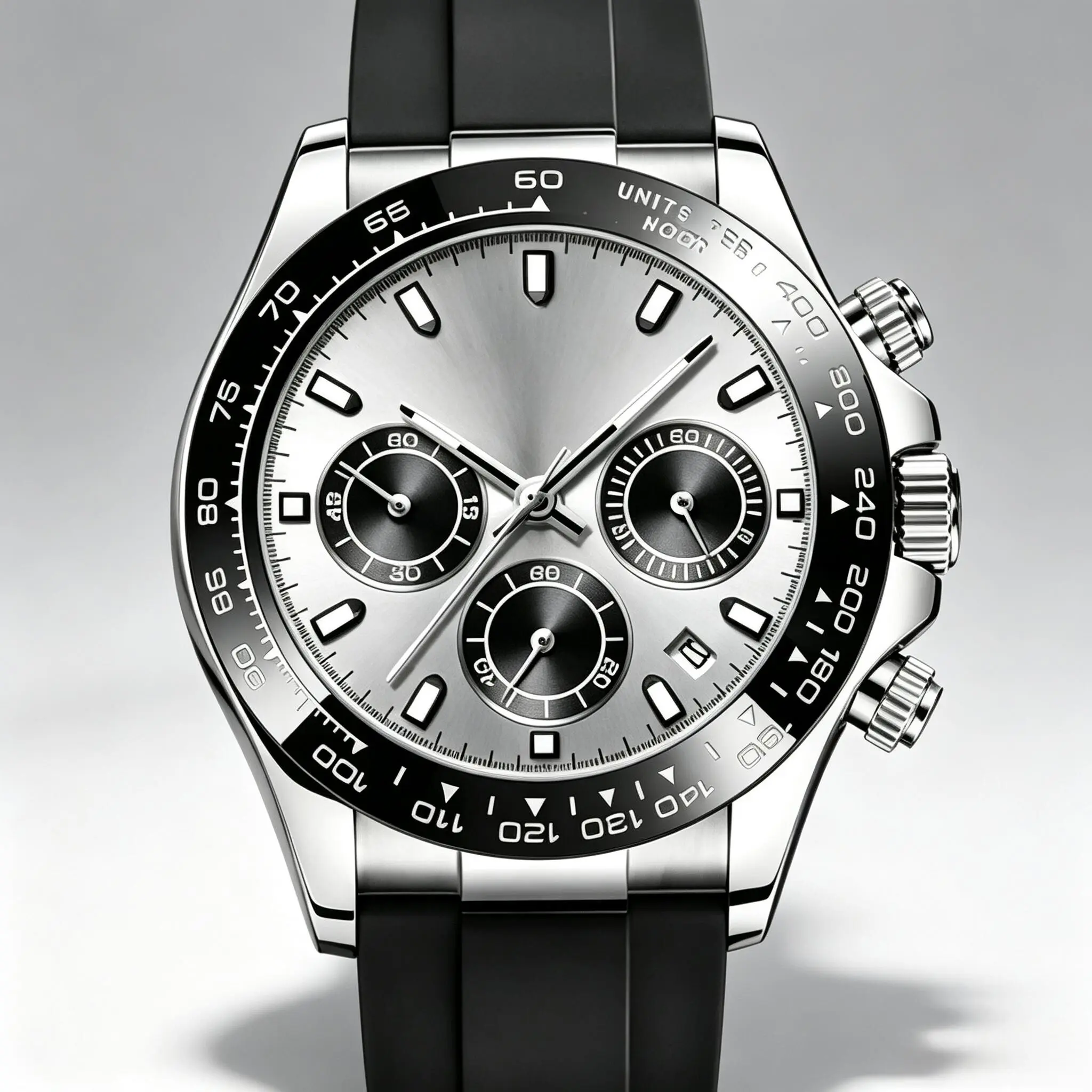 Men's Racing Theme Chronograph Watch - Stainless Steel Case, Silicone Strap, Minimalist Grey Round Face Wristwatch for Business/Sports
