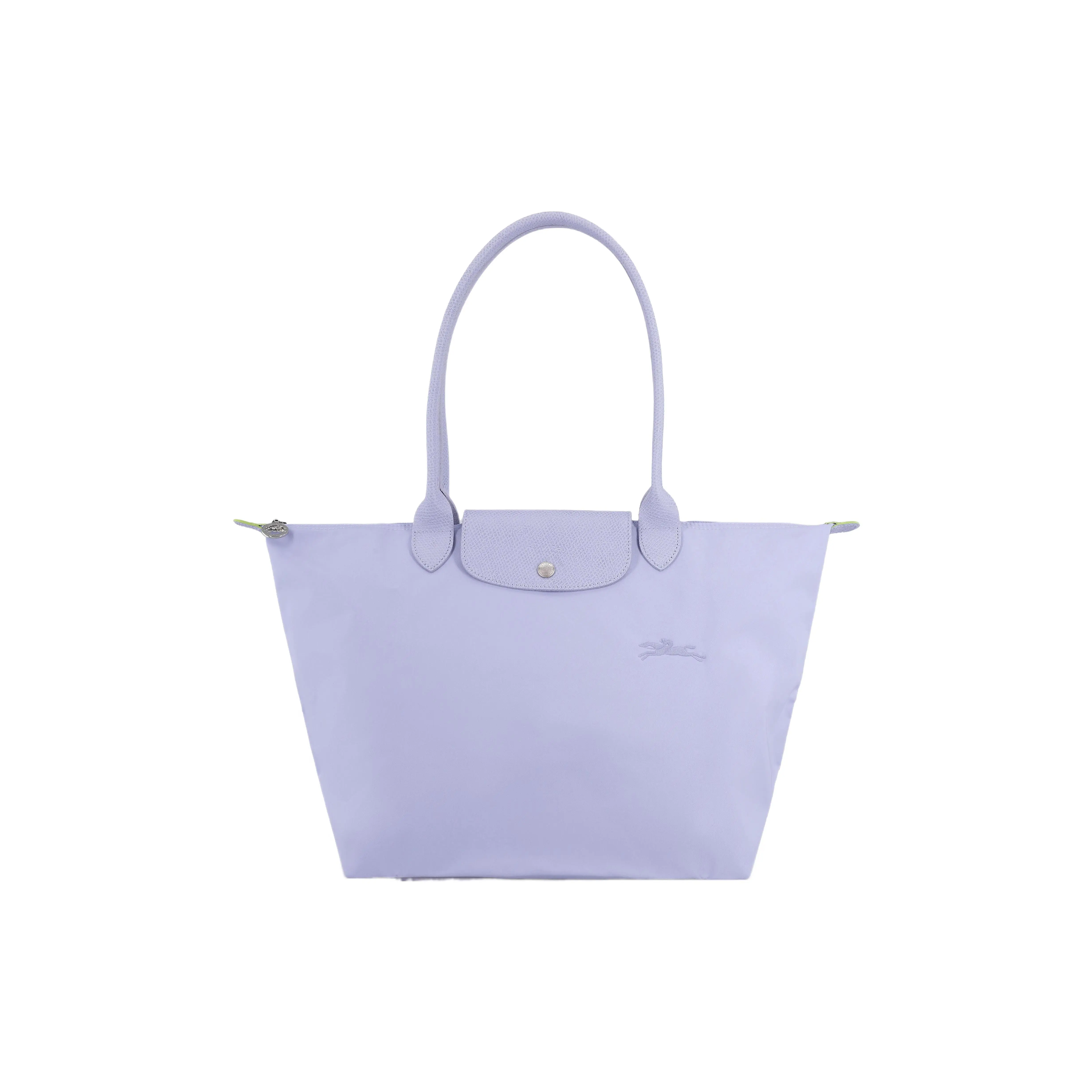 Longchamp Le Pliage Classic Handbag for Women, Silver Hardware, Calfskin Canvas, Sky Blue