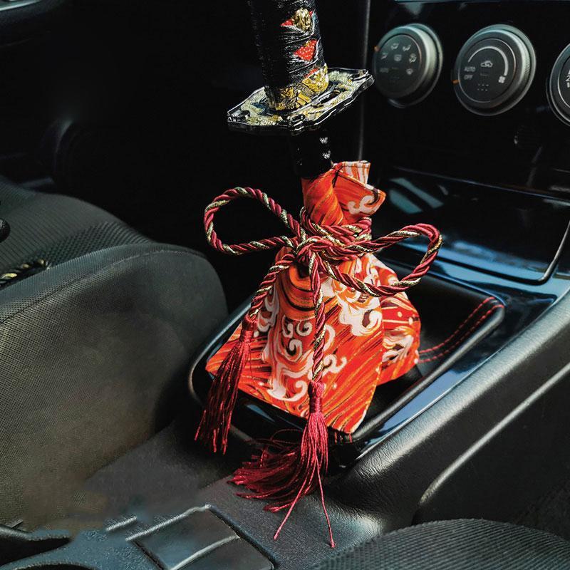 Universal Car Accessories Pattern Style Canvas Katana Shift Lever Knob Cover Dust Cover Racing Samurai Sword Shift Knob Collars