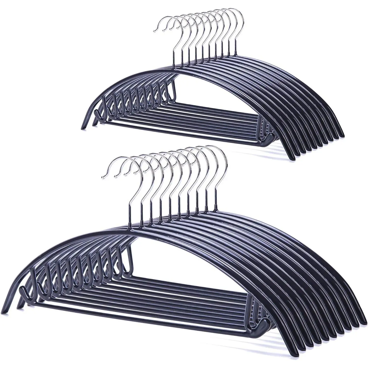Non Slip PVC Coating Sweater Hangers,Dress Suit Coat Hangers,Shoulder Bump Free Golf T Shirts Clothes Hangers (Black Color 20 Pack)