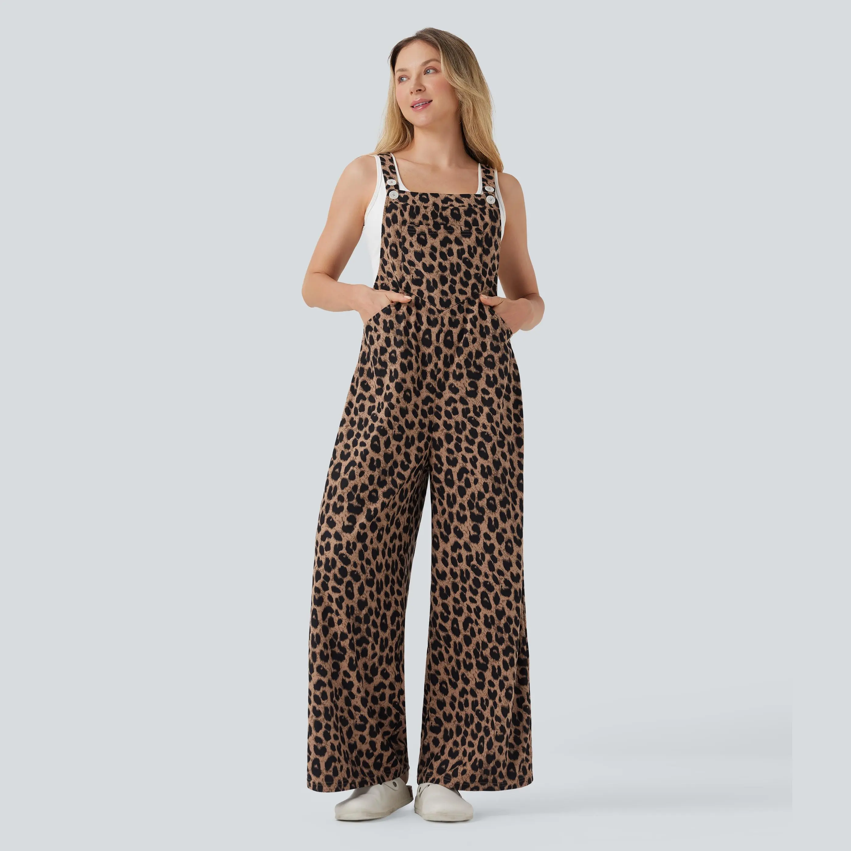 【Creator’s Pick】Halara Leopard Print Waffle Casual Overalls with Pockets 【Creator’s Pick】Halara Leopard Print Waffle Casual Overalls with Pockets