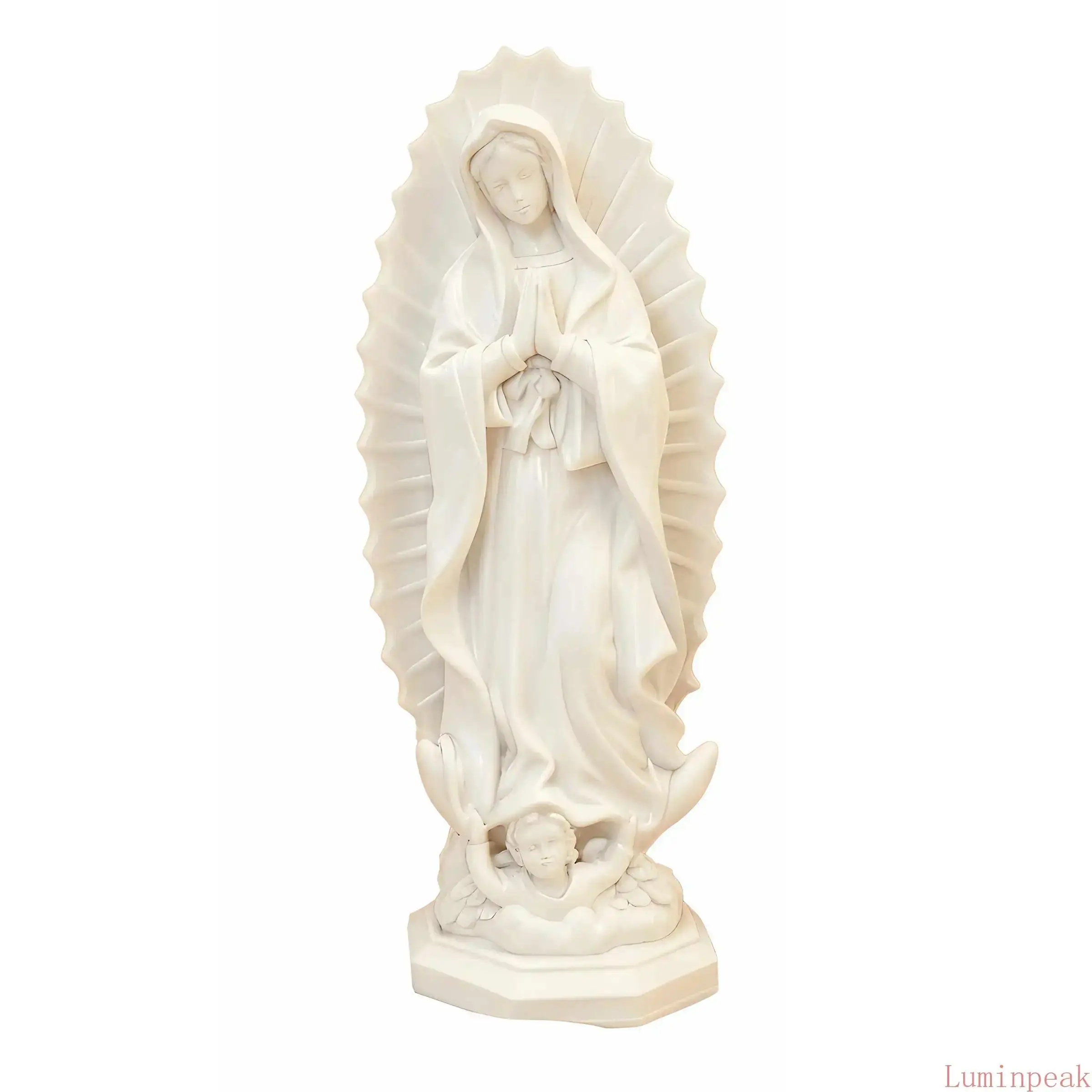 Elegant Virgin Mary of Guadalupe Figurine, Classic White Resin Statue with Delicate Craftsmanship, Religious Decoration for Home Altar or Living Room, Spiritual Gift