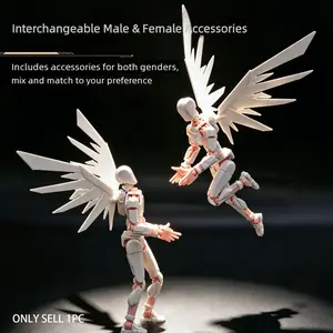 Tummy13 Poseable Doll with Wings and Display Stand, Jointed Full Body Action Figure, Multiple Poses and Weapons, Durable Gift for Holidays