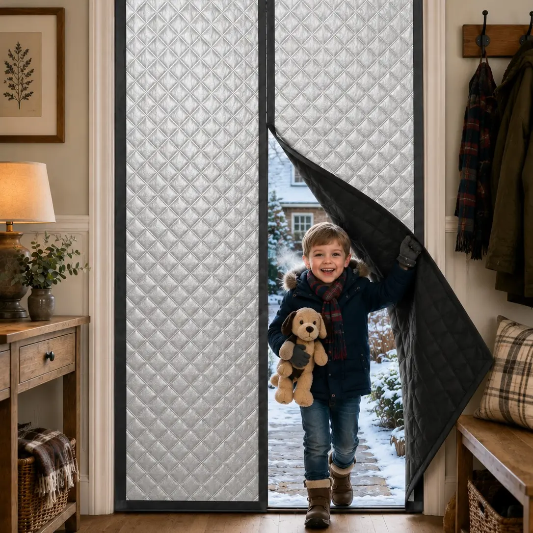 Thickened Winter Thermal Door Curtain, Insulated Windproof Door Cover for Cold Weather, Helps Reduce Drafts and Heat Loss, Warm Privacy Barrier for Home, Bedroom, Kitchen and Patio Door
