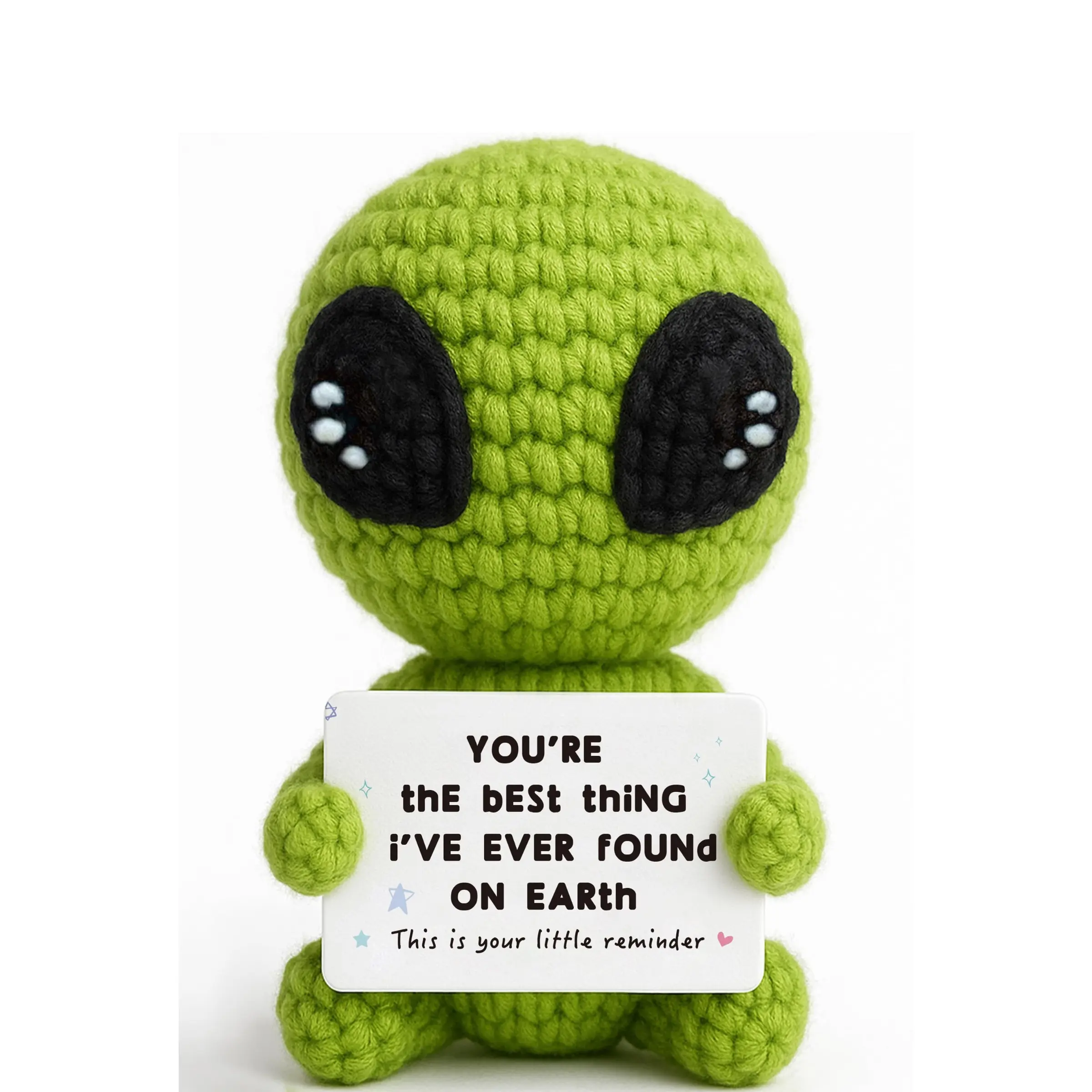 1pc A Fun And Inspiring Crocheted Alien Gift, A Delicately Crafted And Uniquely Cute Toy Doll, Complete with A Positive Card. A Novel Anniversary, Valentine's Day, or Birthday Gift, And A Special Decorative Present.