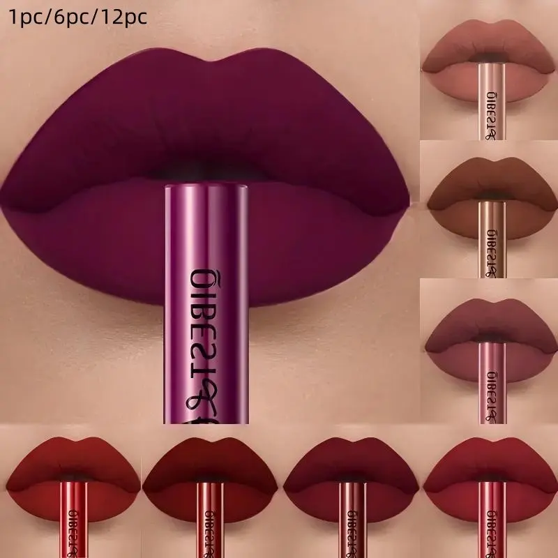 1 Piece Matte velvet lip gloss, lip glaze, non-stick cup lip gloss, non-fading lip gloss，Suitable for all skin types - paste, full coverage lip gloss - various shades of black, blue, brown, purple, red Shades，Suitable for Everyday Use, Cosmetic