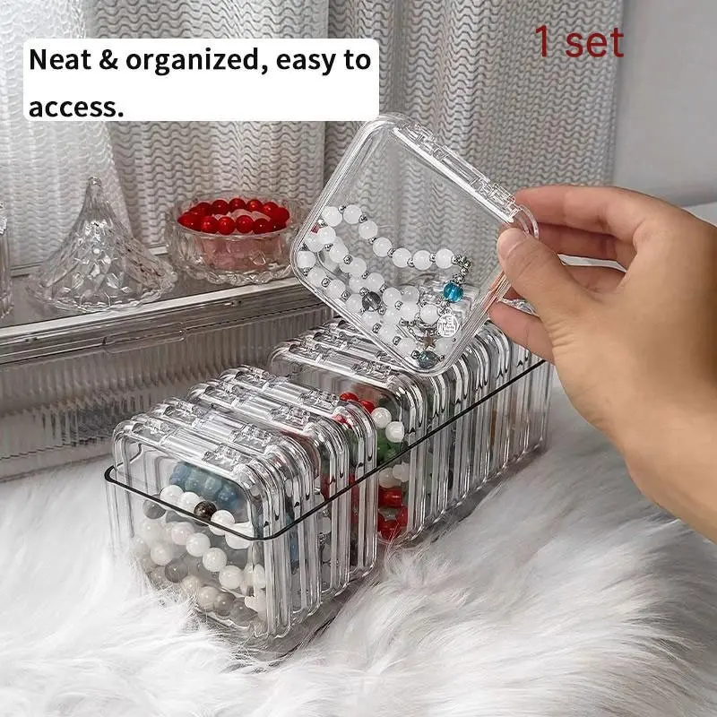 Jewelry Storage Box Set, 12 Transparent Compartments, Large Clear Organizer, Portable Bead Holder, Ideal for Travel & Crafting