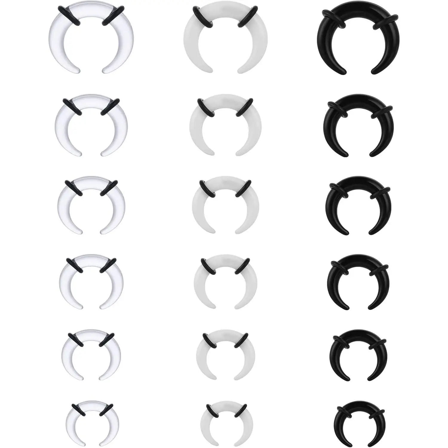 18-Count C-Shape Septum Pincher Tapers - Buffalo Stretching Expander Rings for Female, Male Ear Gauges, Nose & Ear Cartilage (Christmas, Valentine Gift Option), Gift Ideas, Rust-Free, Tapered Pins, 14G=1.6Mm, Multi-Size
