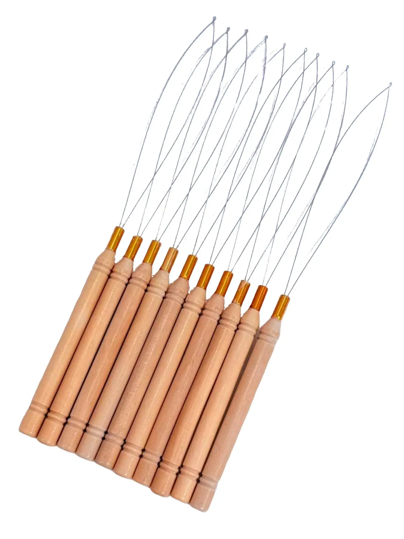 10-Piece Micro Ring Threader Needles, Ideal for Real Hair Feather Extensions, Compatible with Hair Clips and Beads, Wig Tools