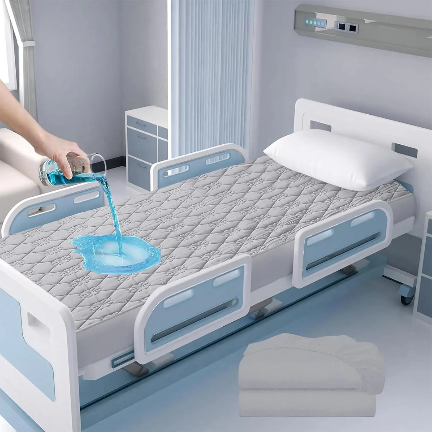 Waterproof Hospital Mattress Cover Protector Bed Sheet 36" x 80" x 9" Hospital Grade Incontinence Protection, Breathable Fabric for Elderly, Adults Machine Washable
