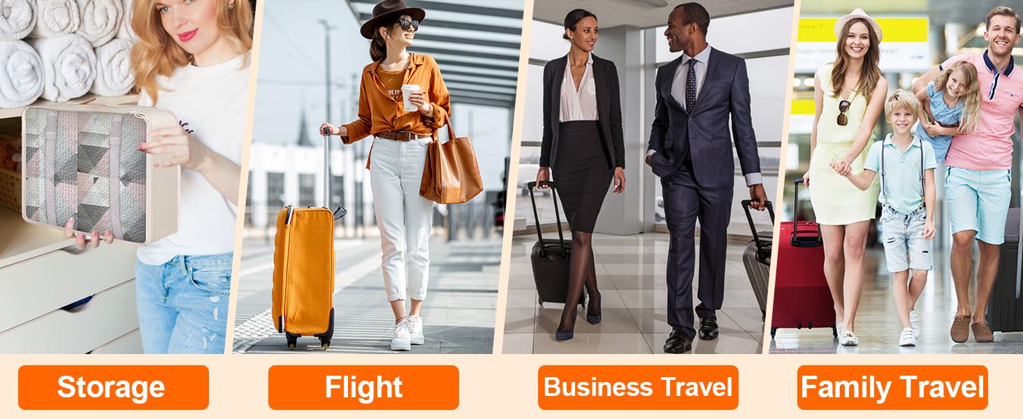 8 Set Packing Cubes for Suitcases, Travel Luggage Packing Organizers with Laundry Bag, Compression Storage Shoe Bag, Clothing Underwear Bag, for Man & Women