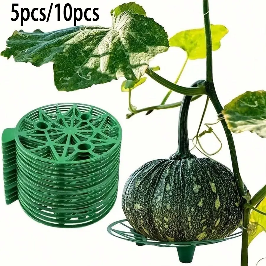 5/10 Pack Durable Plastic Fruit Support Trays, Sturdy Anti-Rot Round Fruit Holder, Reusable Garden Farm Plant Support Stand, Plant Supplies