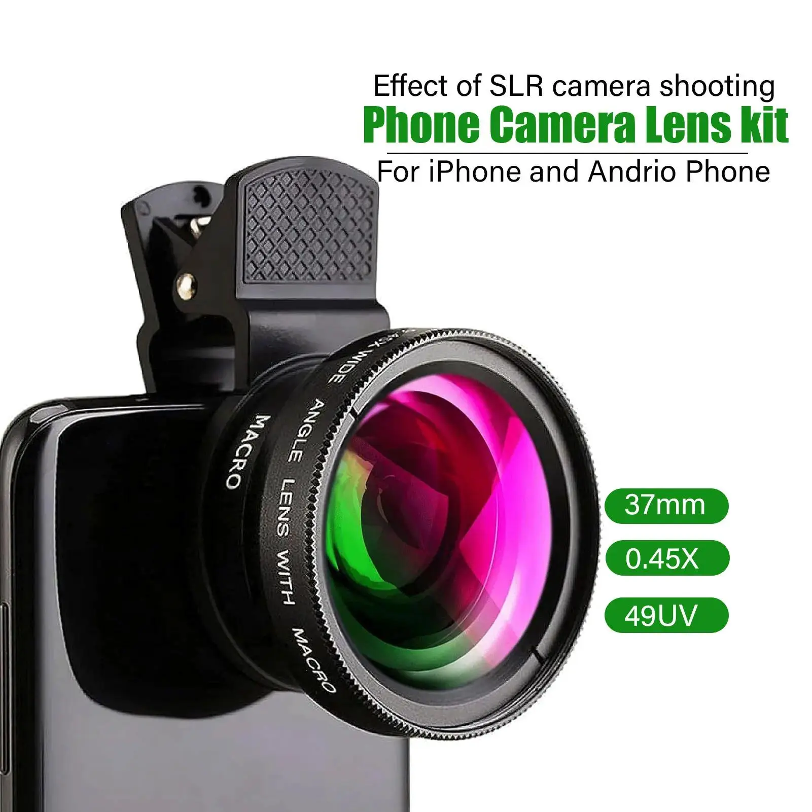 2 In 1 HD 0.45x Super Wide Angle & 12.5x Macro Lens for iPhone 16 X Samsung Xiaomi mobile Phone Camera lens Kit Smartphone Lens Attachment Cellphone Accessories