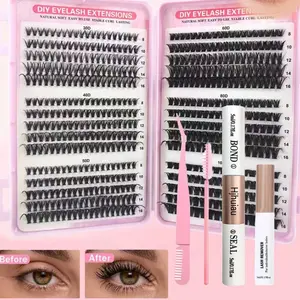 570 Pcs DIY Segmented False Eyelashes Extensions, European Style D Curl Natural Volume Lashes, Easy Application Fake Cils for Daily Use