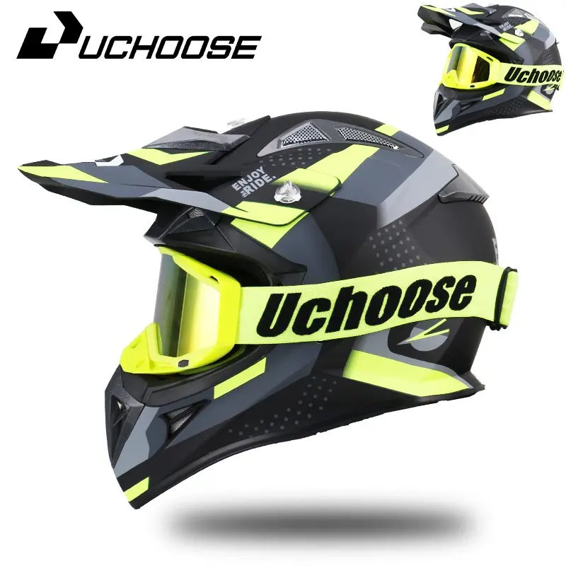 Motorcycle Off-Road Helmet, Versatile for Mountain Bikes and Scooters, Detachable Visor Included, Equipped with Visor, Comes with Protective Goggles