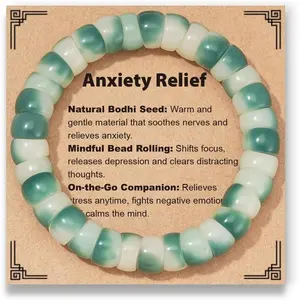 Natural Bodhi Seed Fidget Bracelet Anxiety Relief Items Fingertip Beaded Bracelet for Stress Relief Stretch Comfortable Wristband for Adults Healing Protection Jewelry Giftfidget toys