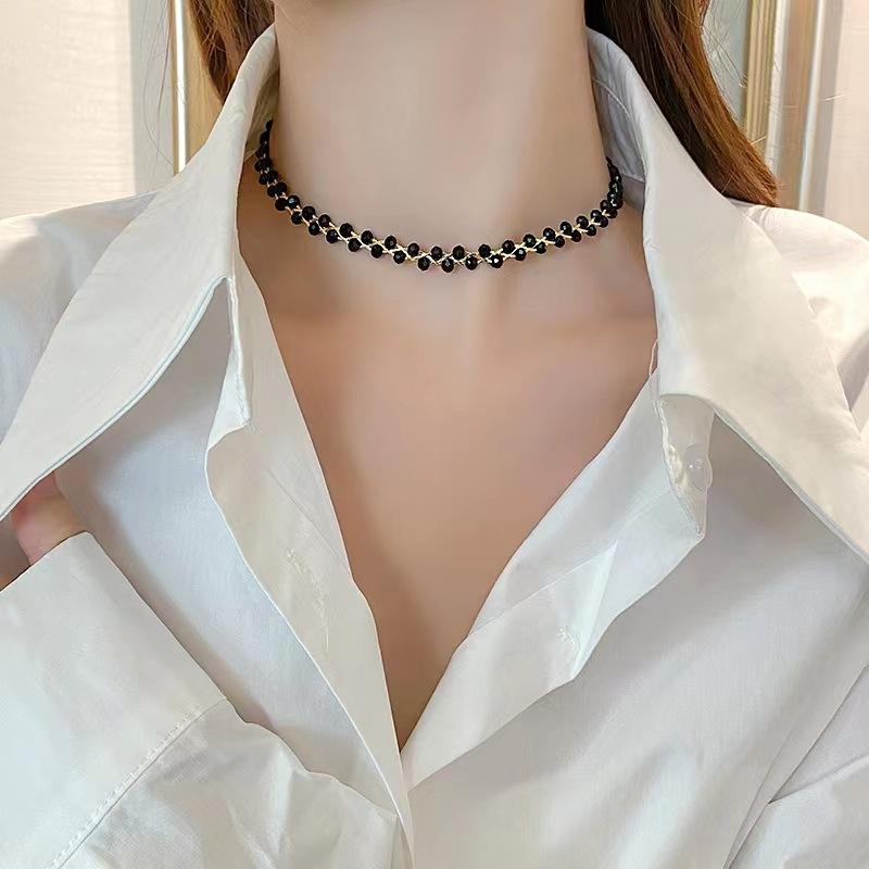 Hand Braided Black Crystal White Pearl Choker | Women’s Light Luxury Personalized Elegant Neck Jewelry | Everyday Style Collarbone Chain evry jewels day collar chainmail Necklace Rosary Bead Hand Braided Black Crystal White Pearl Choker | Women’s Light Luxury Personalized Elegant Neck Jewelry | Everyday Style Collarbone Chain evry jewels day collar chainmail Necklace Rosary Bead