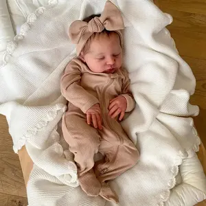 Realistic Reborn Sleeping Doll, 50cm Cute Vivid Doll Toy with 3D Skin and Visible Veins, Soft Silicone Newborn Doll with Pacifier, Bottle, Diaper, Birth Certification
