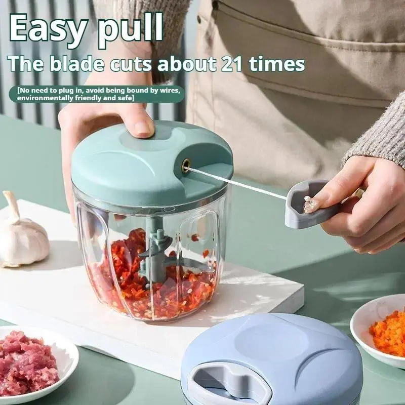 1PC Manual food processor, suitable for vegetables, ginger, and garlic; 500 ml/900 ml capacity, Home Food Processor