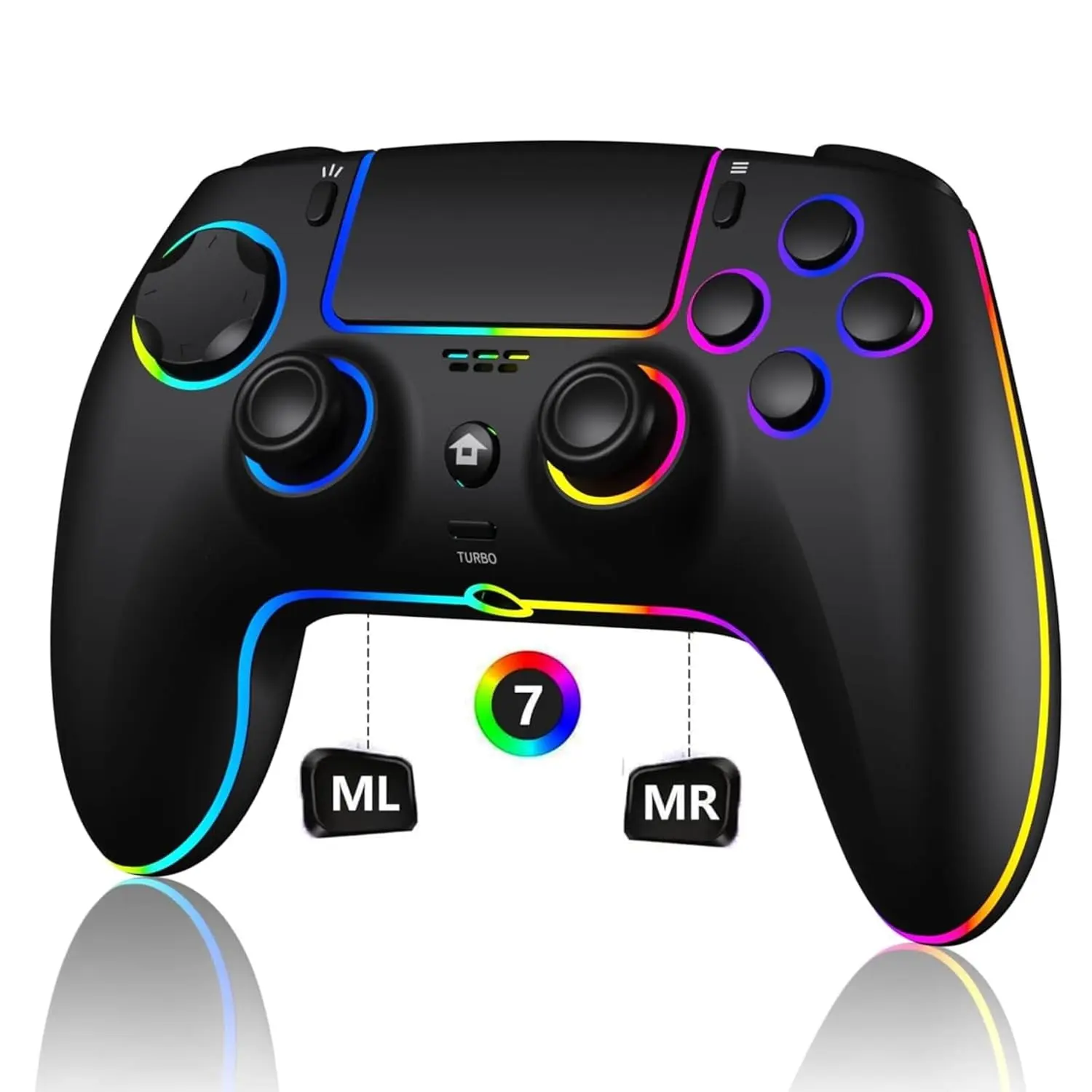 Ps5 Wireless Game Controller, RGB Lighting, Compatible with Ps5 Pro/slim, Apple Devices, Steam, Windows, Android 10+, Hall Effect Joystick, Macro Programming, Programmable Gamepad, Dual Vibration, 3.5mm Audio Jack