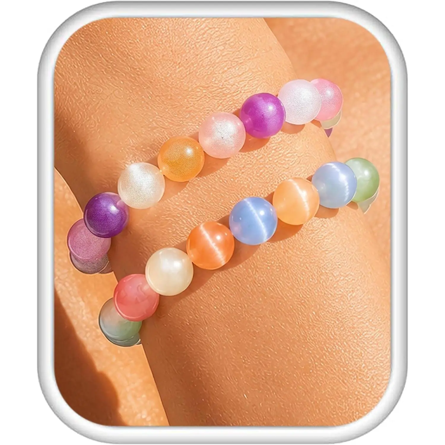 Dopamine Bracelet for Women, 2 count UV Reactive Color Changing Rainbow Bracelet as Summer , Colorful Beaded Bracelets as Beach  Summer Outfit Firendship  for Women