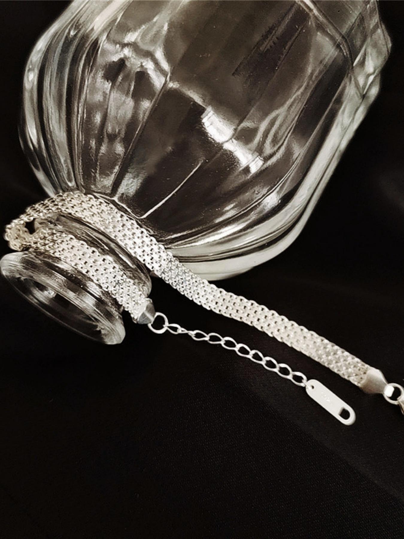 S925 Sterling Silver Mesh Braided Bracelet, Fashionable Jewelry for Women & Men, Trendy All-match & Exquisite Jewelry for Birthday Gift