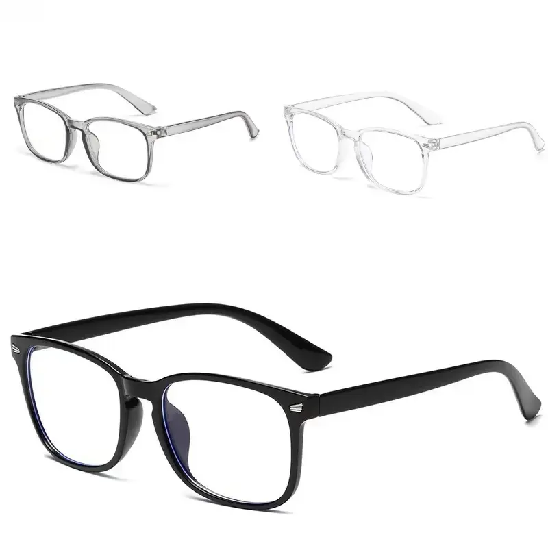Blue Light Blocking Eyeglasses 3 Pack, Retro Square Fashion Frame Clear Pink Black, Anti Eye Strain Lightweight Eyewear for Computer Gaming Office and Daily Use