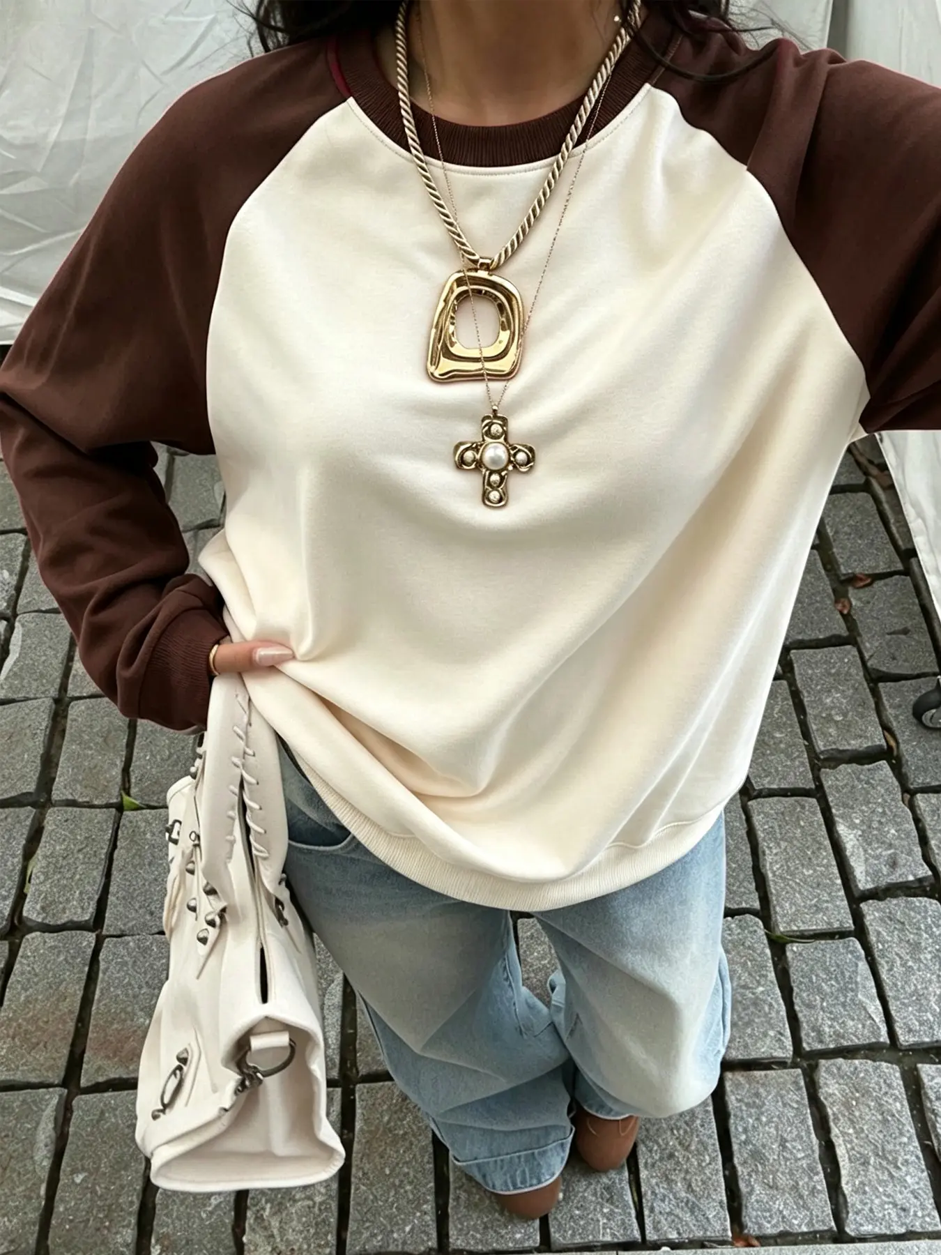 Women's Patchwork Color Long Sleeve T-Shirt, Stylish and Comfortable Top, Perfect for Casual Wear, Unique Design for Everyday Fashion