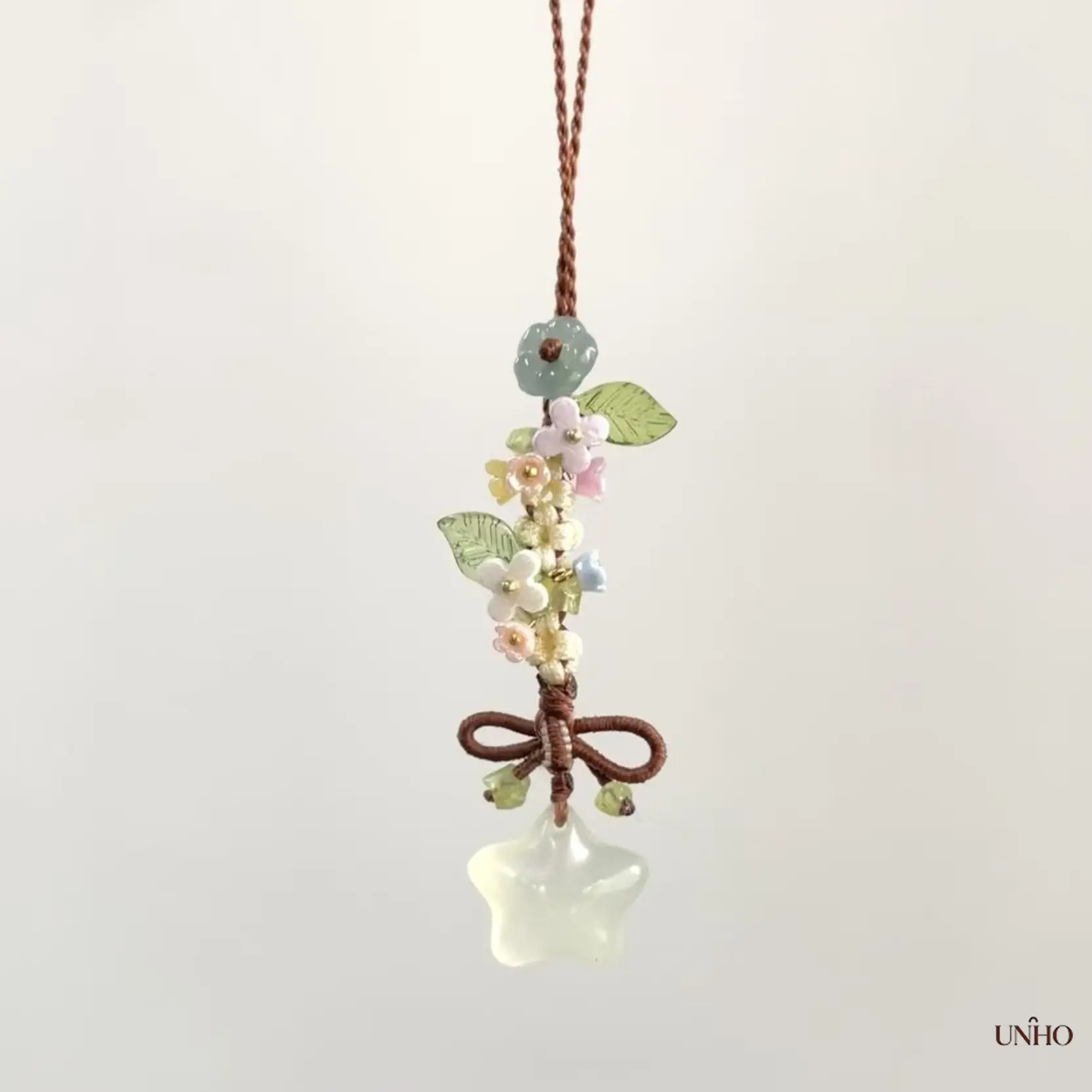 New Chinoiserie Icy Transparent Star Flower Pendant With Sweet Cute Bow & Elegant Braided Cord, Vintage Chinese Style Multi-Use Decor Charm For Mobile Phone Straps & Handbags, Gentle Girly Daily Accessory, Unique Oriental Small Gift & Hot Cross-Border Fas