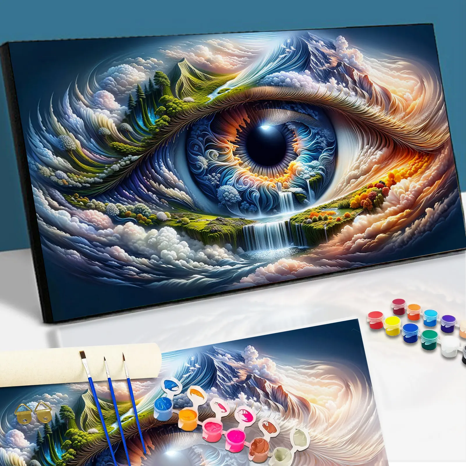 Paint By Numbers Kit for Adults Beginners -90x40cm/35.5x15.7in Color Canvas, Easy DIY Decorative Painting The Eye of The Earth Acrylic Painting Set - Wall Decor for Home, Gift for Birthday, Mother's Day and Christmas, Without Frame, Crafts Art Supplies