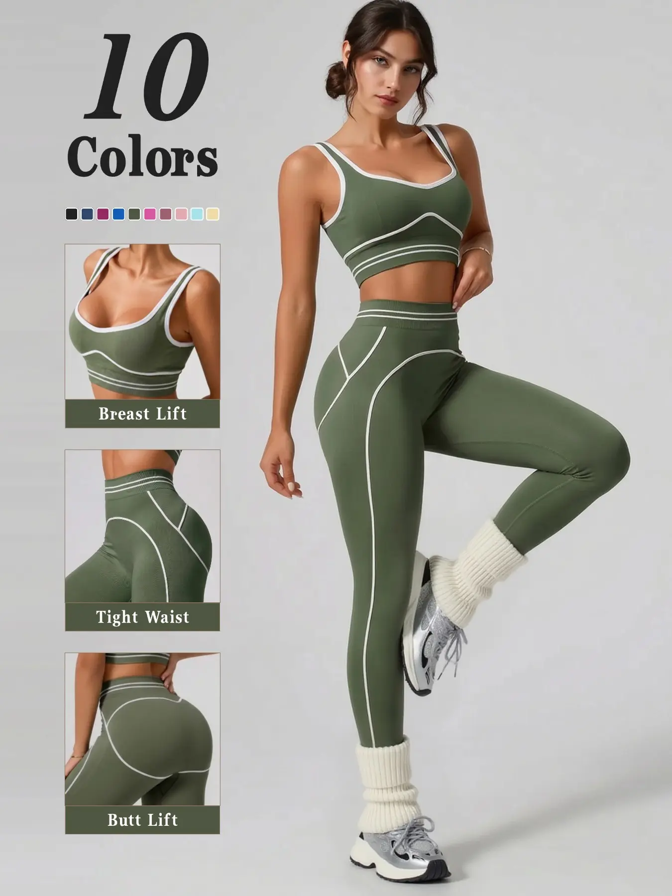 Women's High-Waisted Yoga Set, High Waist Activewear, Activewear Yoga Fitness, Athletic Stretchable, Multi-Color Choices, Shock-Absorbing Sports Bra, Quick-Dry Bare Feel, Backless Workout Top, Sleeveless Exercise, Peach Butt Design