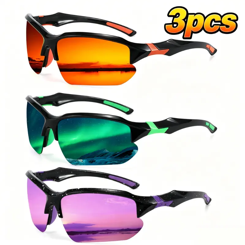 Unisex Outdoor Sports Polarized Sunglasses - Ergonomic PC Frame, UV400 Shield, Color Lens, Lightweight Windproof Eyewear for Cycling, Fishing