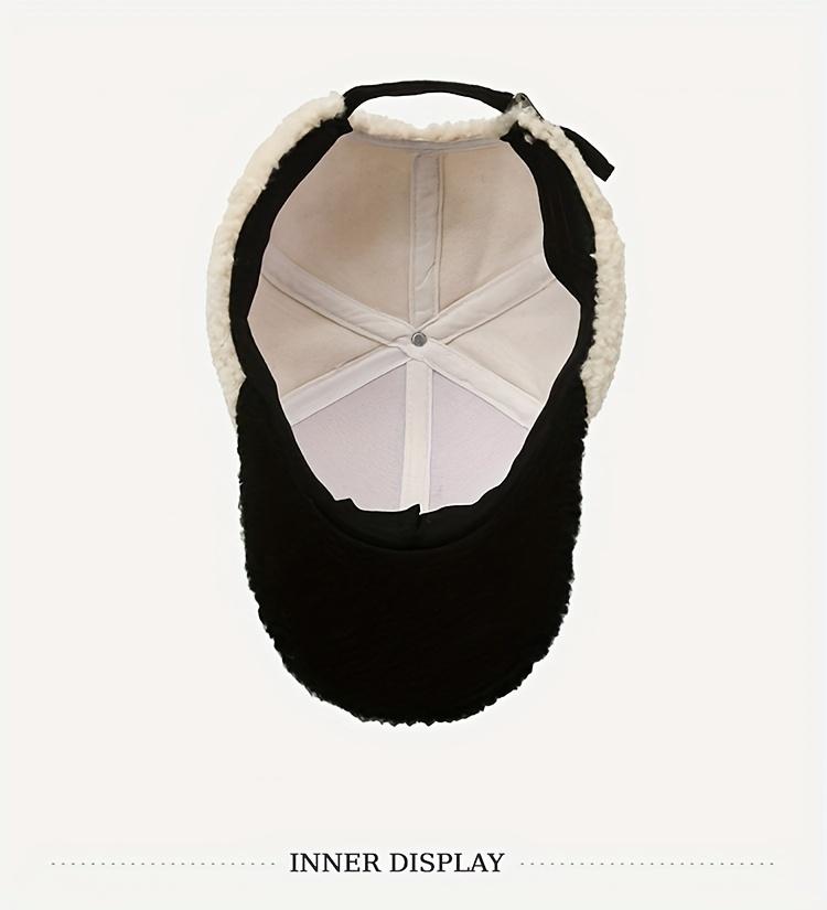 Letter R Teddy Plush Warm Baseball Cap Fashionable Versatile Duckbill Hat