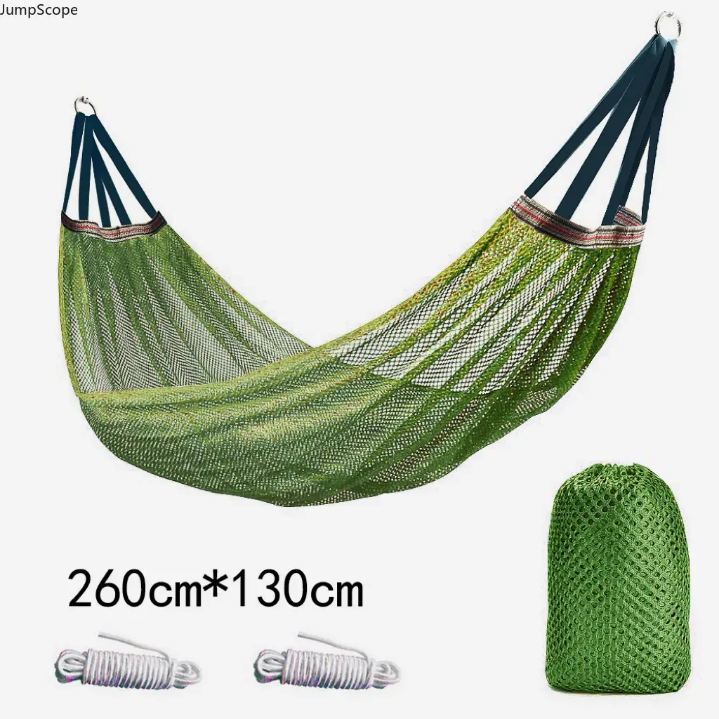 260*130cm Long Durable Portable Ice Mesh Hammock Full Set - Anti-Tip Curved Spreader Bar, Hanging Ropes, Drawstring Bag, Breathable Outdoor Swing for Camping, Backyard Use, Durable Portable Hammock, Anti-Tip Bar