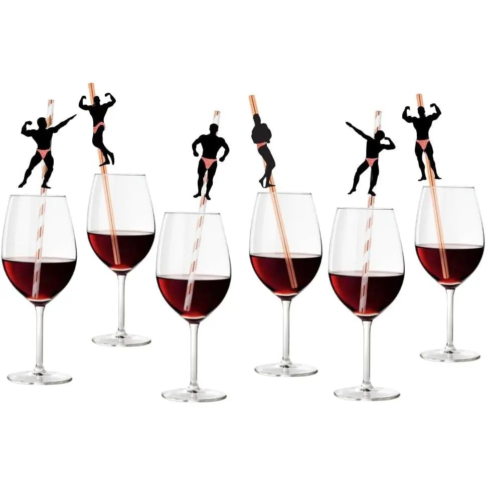 Bachelorette Naughty Stripper Pole Male Dancer Straw 36 count Bachelorette Party Naughty Nye Paper Straws for  Girls Night Adults, Funny Dancing MEN Thick Straws Ladies Bridal Shower Decoration