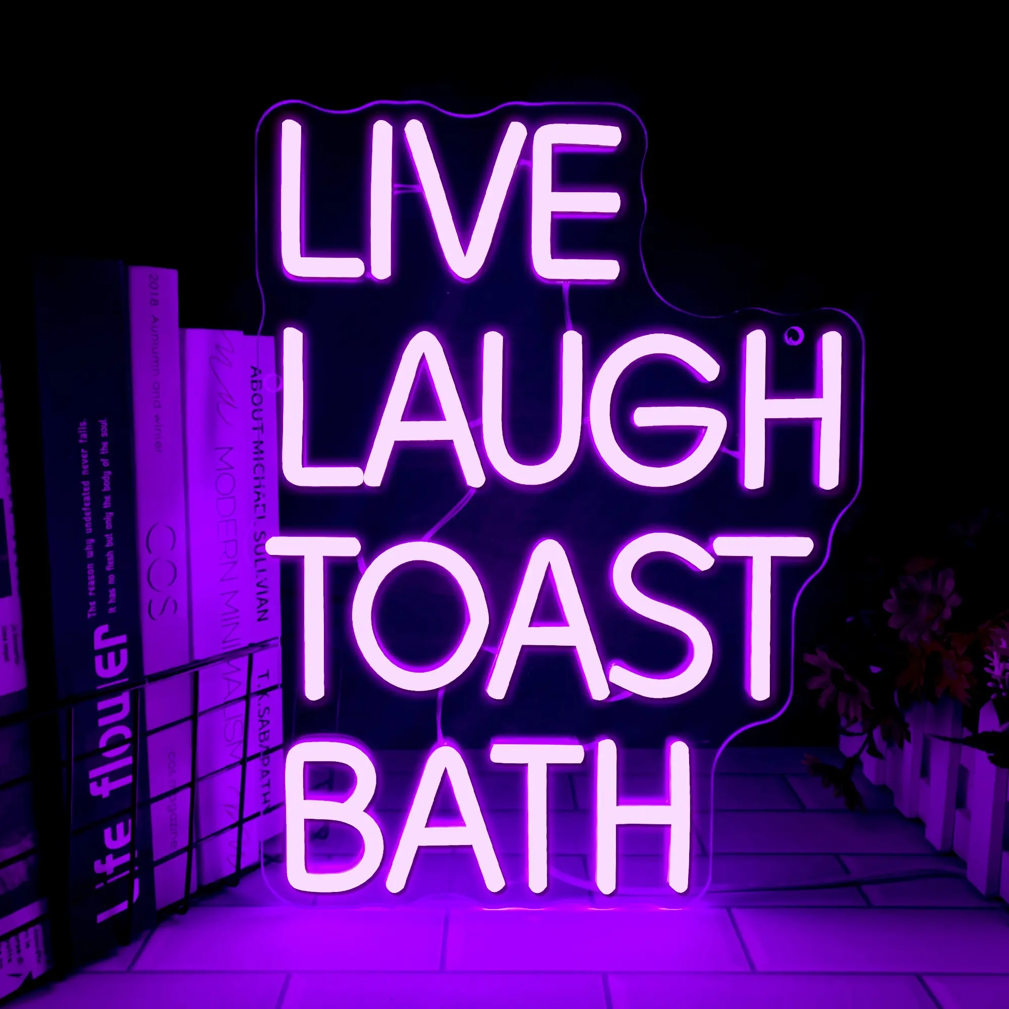 Live Laugh Toaster Bath Decorative Neon Sign Bathroom Decor Dark Humor Neon Light Funny Home Decor Bathroom Sign Gothic Decor