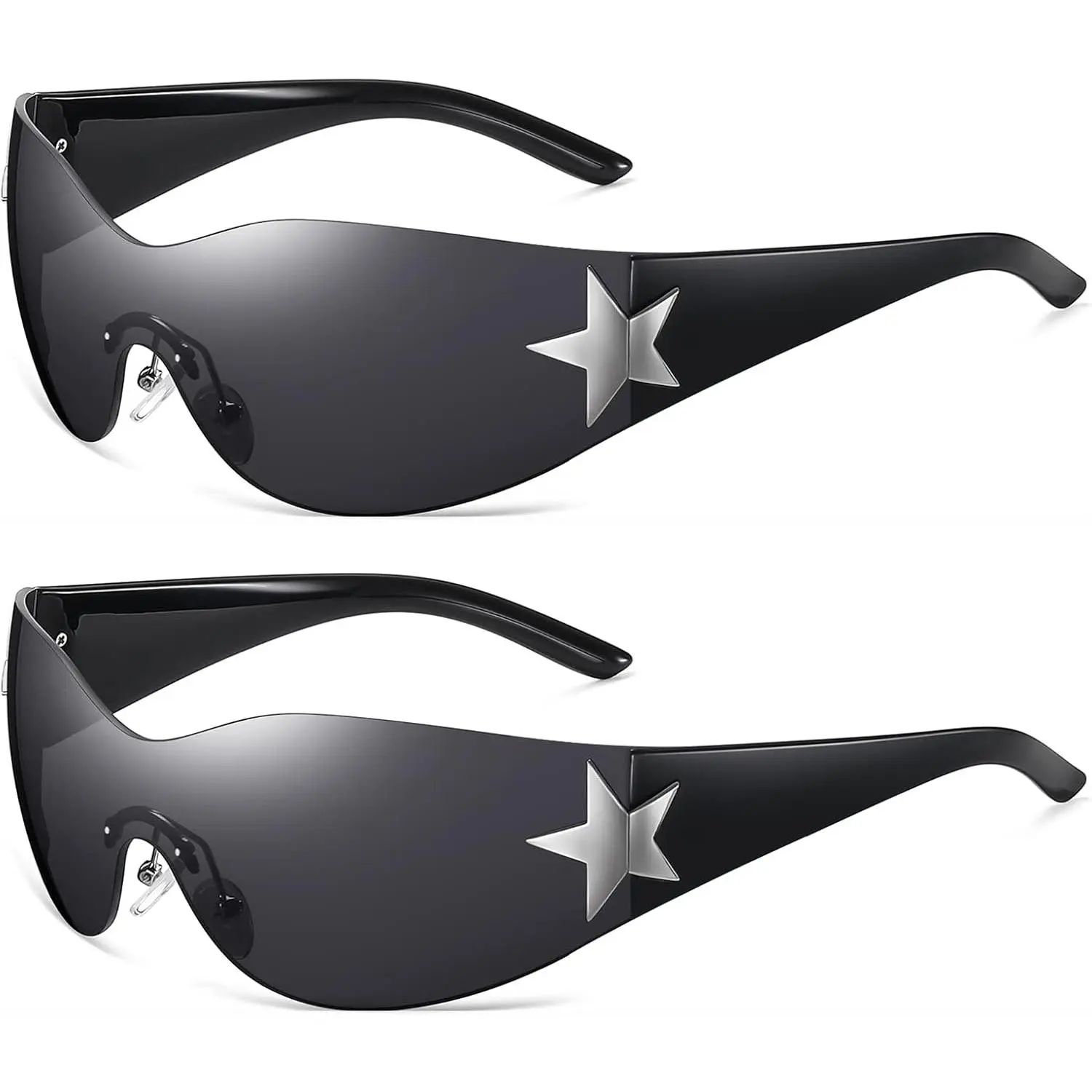 Y2k Sunglasses for Women Men Shield Wrap Around Fashion Sunglasses Trendy Oversized Frameless Sun Glasses