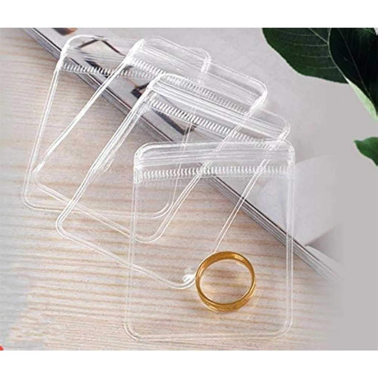 100pcs Clear PVC Transparent Zip Lock Jewelry Bag Small Size Dust Proof Airtight Jewelry Pouch Plastic Zipper Bag Self Seal PVC Packing Pouch Organizer Storage Bags for Rings Earrings Bracelet