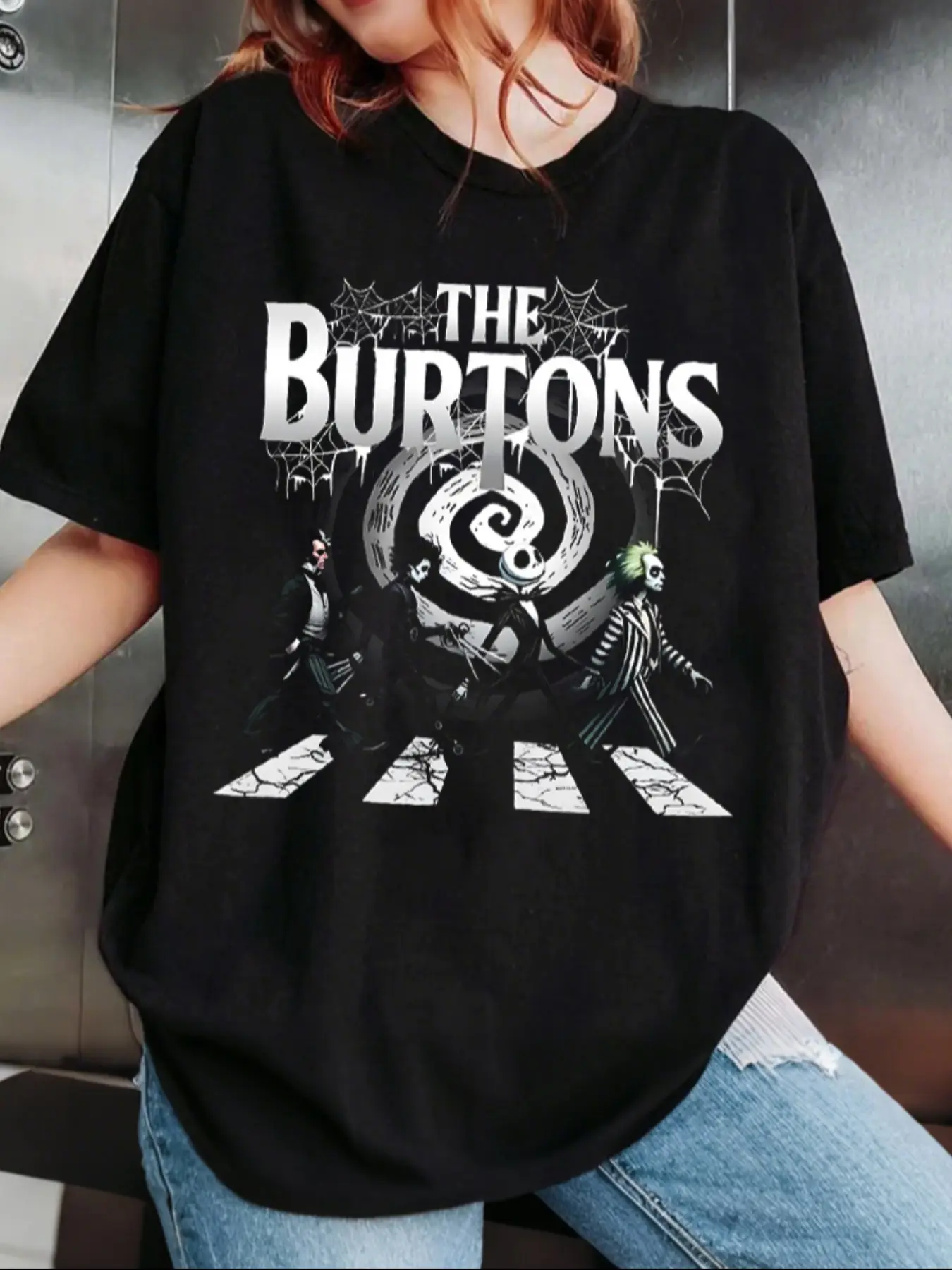 Tim Burton Gothic "The Burtons" Graphic Tee - Vintage Edgy Movie Everyday Casual T-Shirt